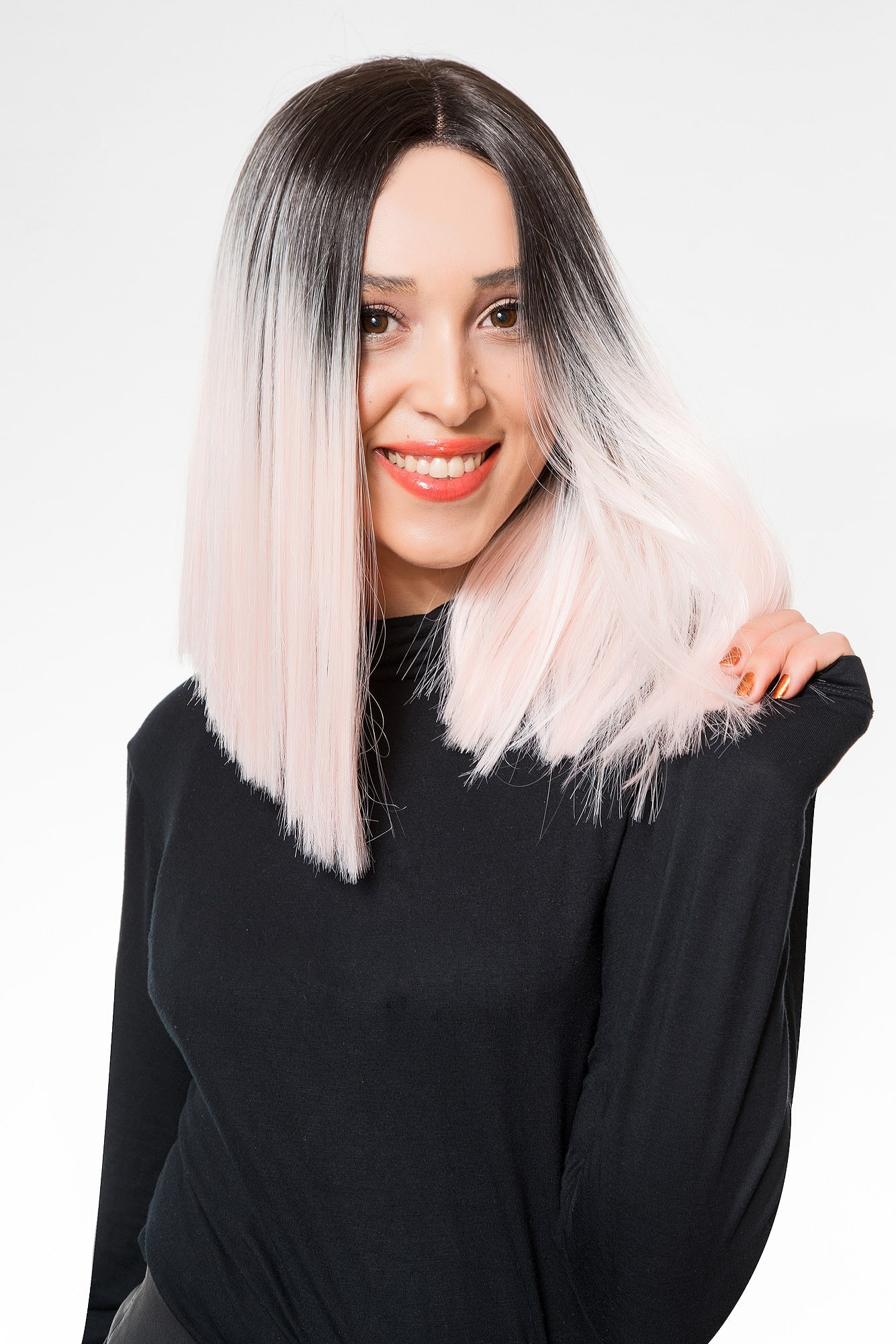 Peruca Brigitte Ombre Roz Pastel Belher imagine noua