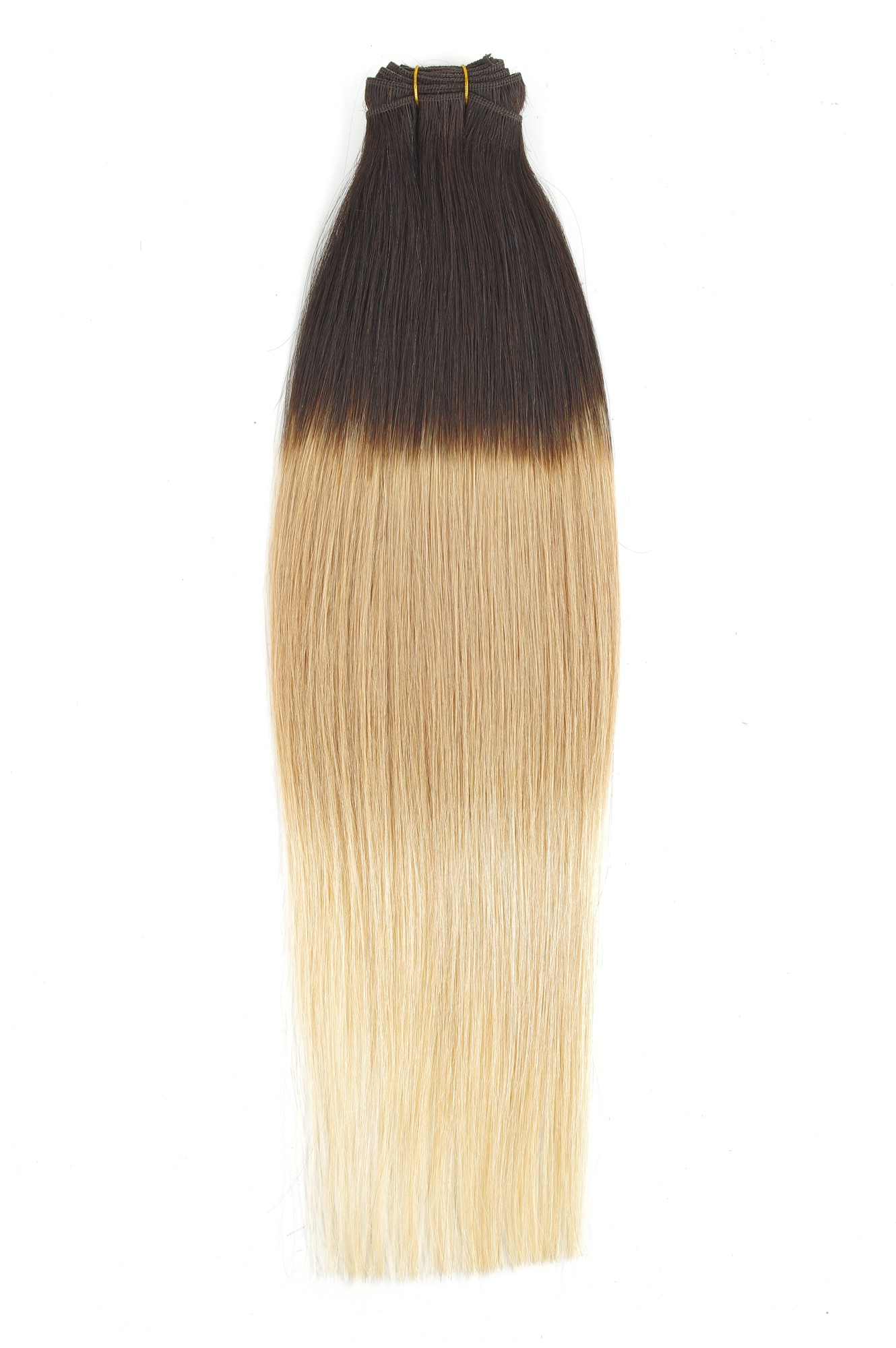 Extensii Cusute Premium Ombre Saten Inchis/Blond Cenusiu