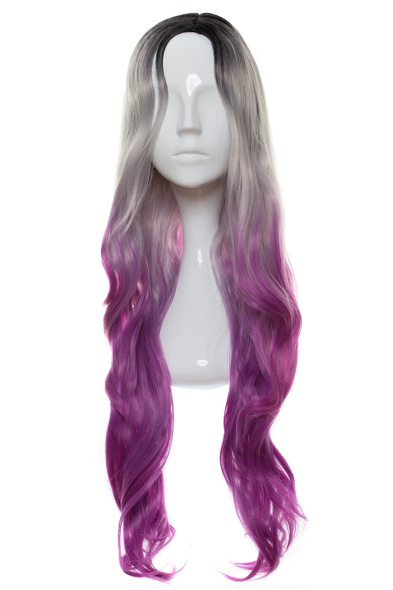 Peruca Selena Ombre Gri-Purple Belher imagine noua