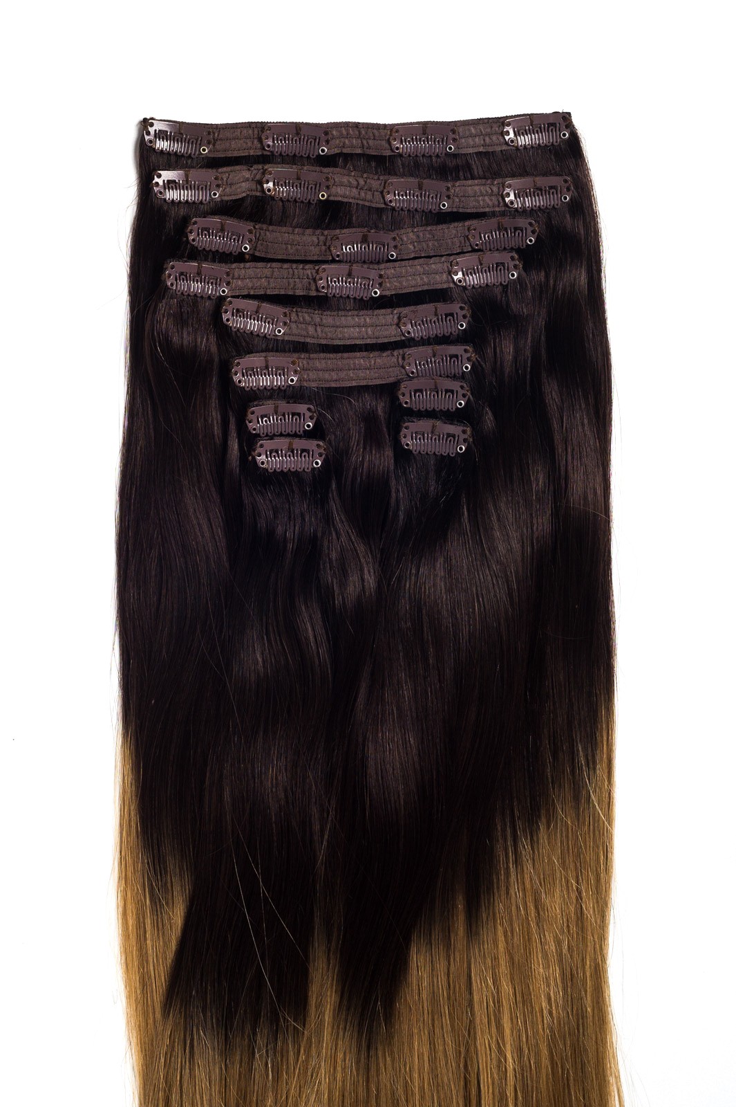 Extensii Clip-On VIP Ombre Saten Inchis/Blond Aluna