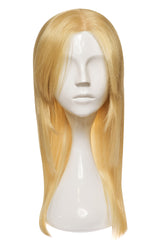 Perucă naturală blond deschis, păr lung drept, despărțire pe mijloc