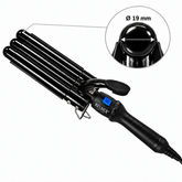 Ondulator triplu valuri cu diametru 19 mm, model negru, cablu și afișaj BELHER