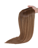 Șuviță de păr natural brun-caramele, întinsă, pentru extensii