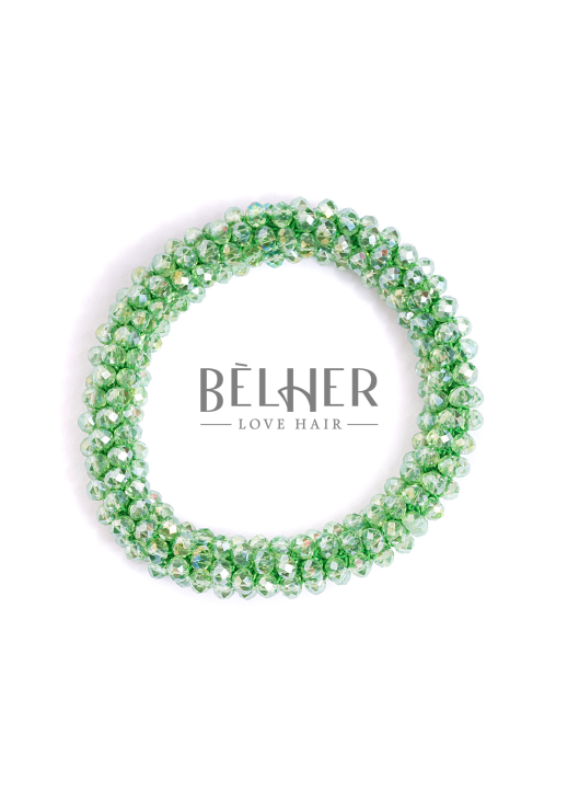 Elastic with green beads
