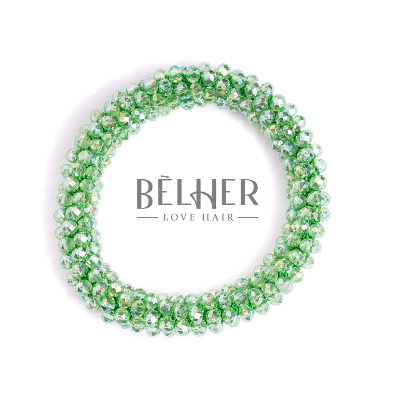 Elastic with green beads