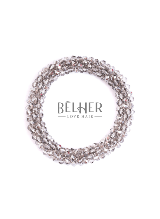 Elastic with silver beads