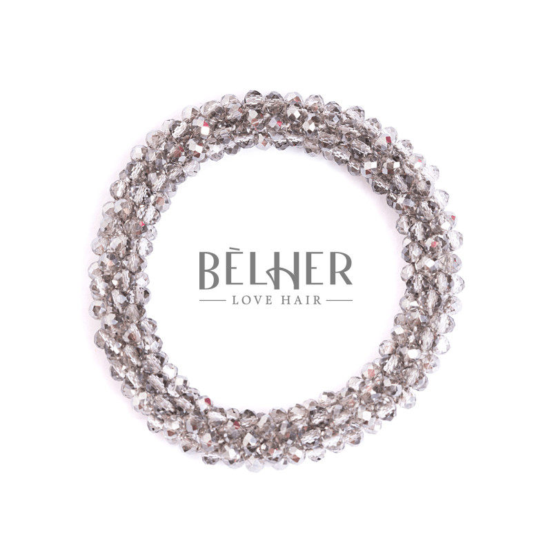 Elastic with silver beads