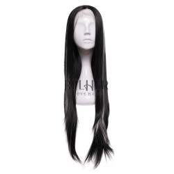 Synthetic wig LORA Black with Gray Strands