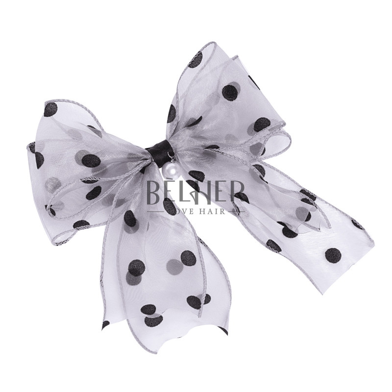 Hair Clip With Gray Satin Bow