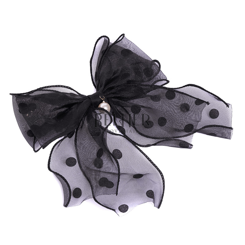 Hair Clip With Black Satin Bow