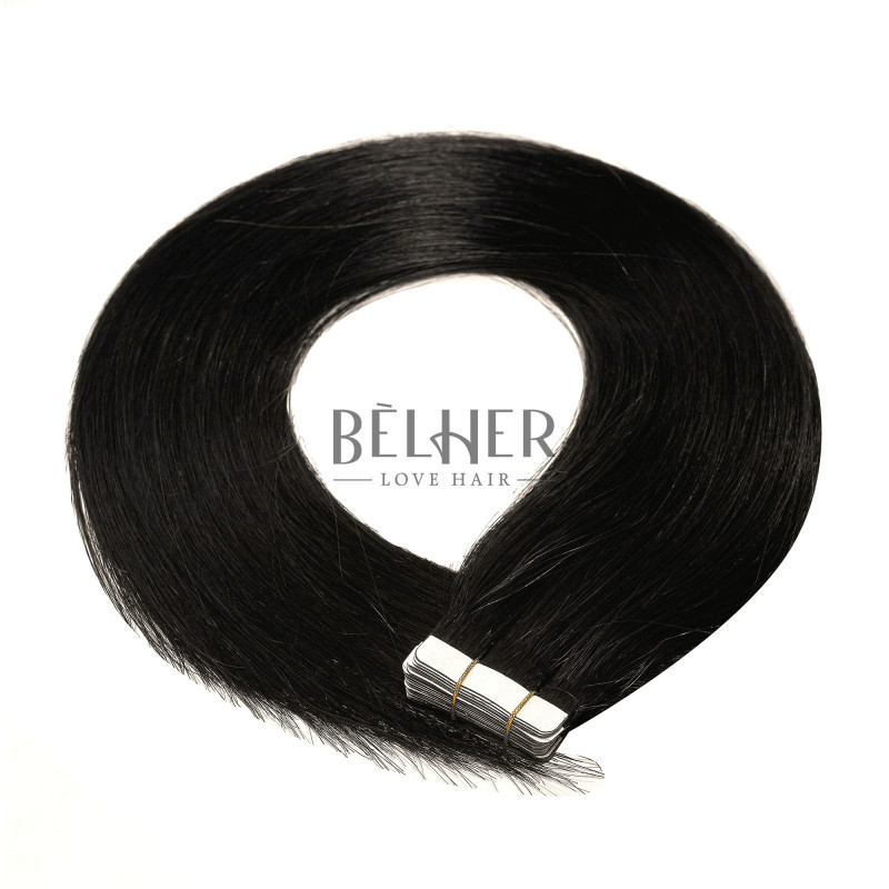 Tape – On Hair Extensions, Russian Hair, Intense Black