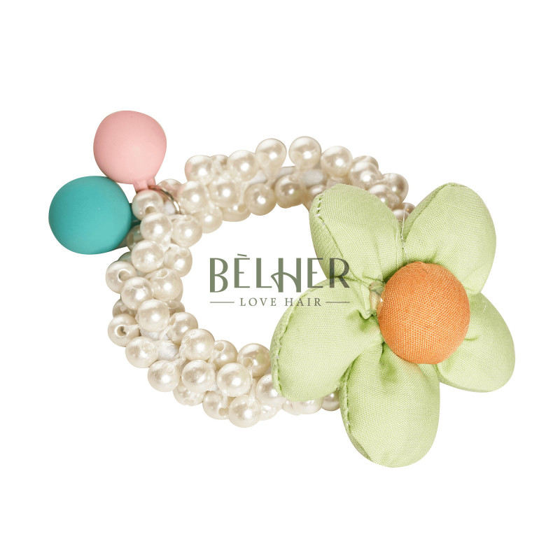 Elastic Perle Floare Verde Pastel