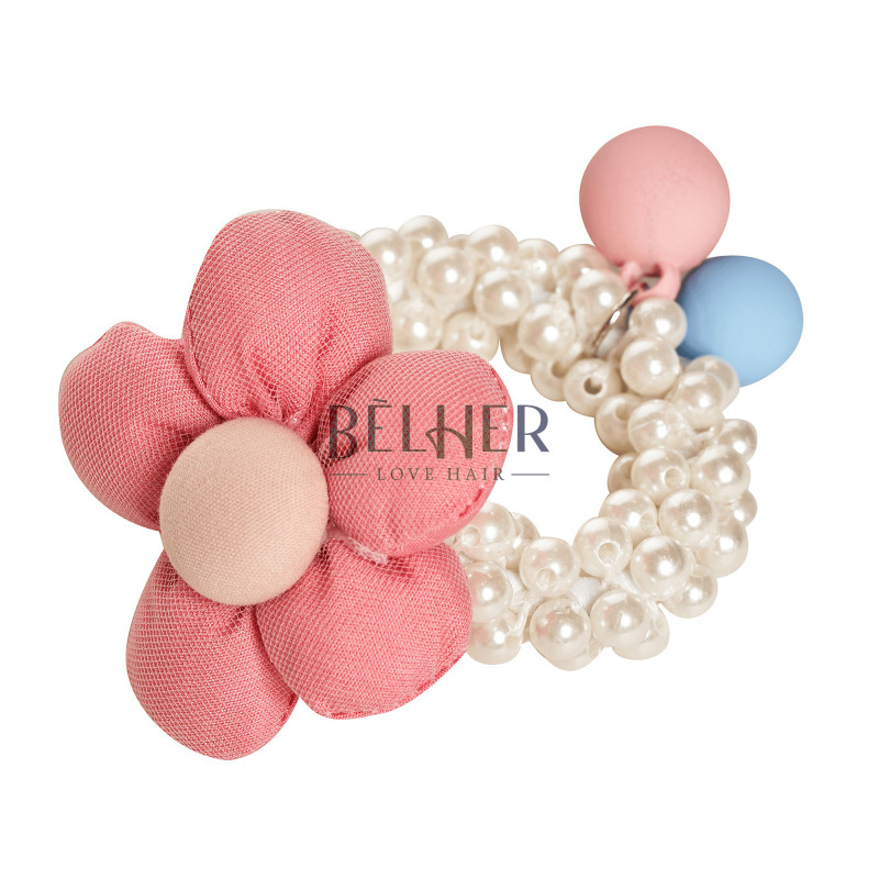 Elastic Perle Floare Roz Pastel