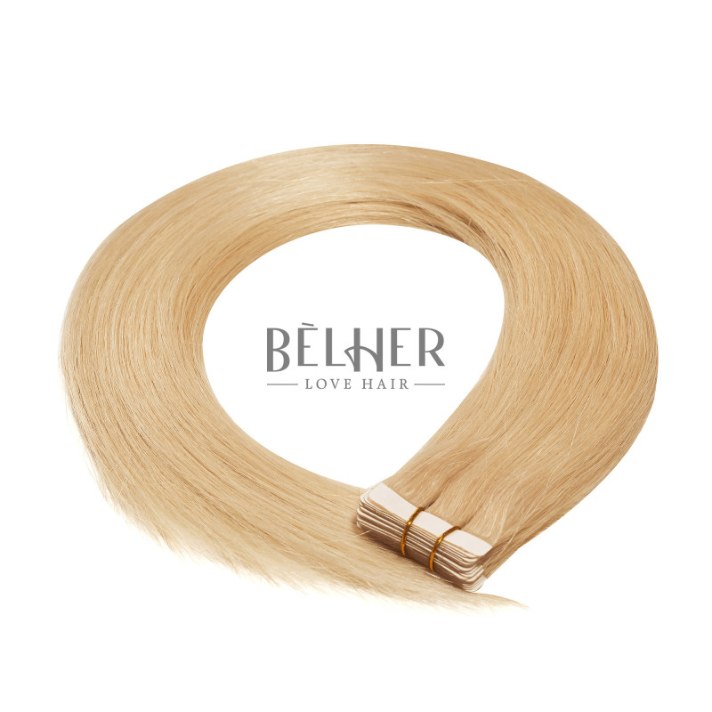 Tape–On Hair Extensions, Russian Hair, Silver Blond