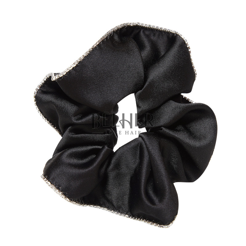 Elastic Satin Strasuri Negru