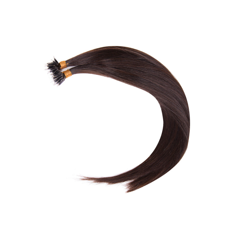 Nano-Ring Hair Extensions, Russian Hair, Dark Brown