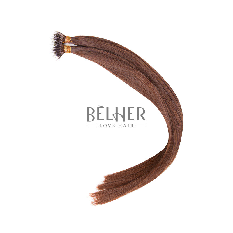 Nano-Ring Hair Extensions, Russian Hair, Chocolate Brown