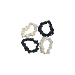 Set 4 Elastice Satin - Alb Negru