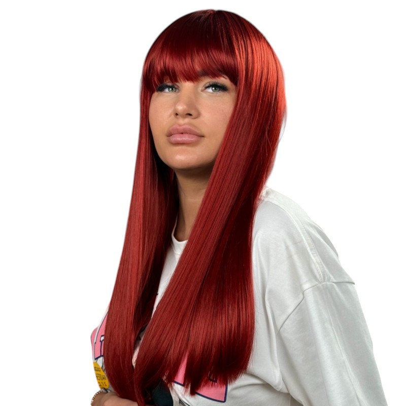 KARINA wig Intense Red made of synthetic hair, KARINA wig Intense Red made of synthetic hair,