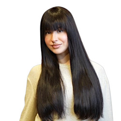 Natural Black  Bangs with hair cap