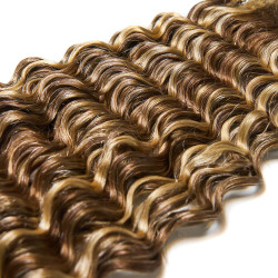 Premium Curly Clip-On Extensions Light Brunette with Highlights Premium Curly Clip-On Extensions Light Brunette with Highlights