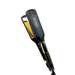 Professional flat iron with wide titanium plates