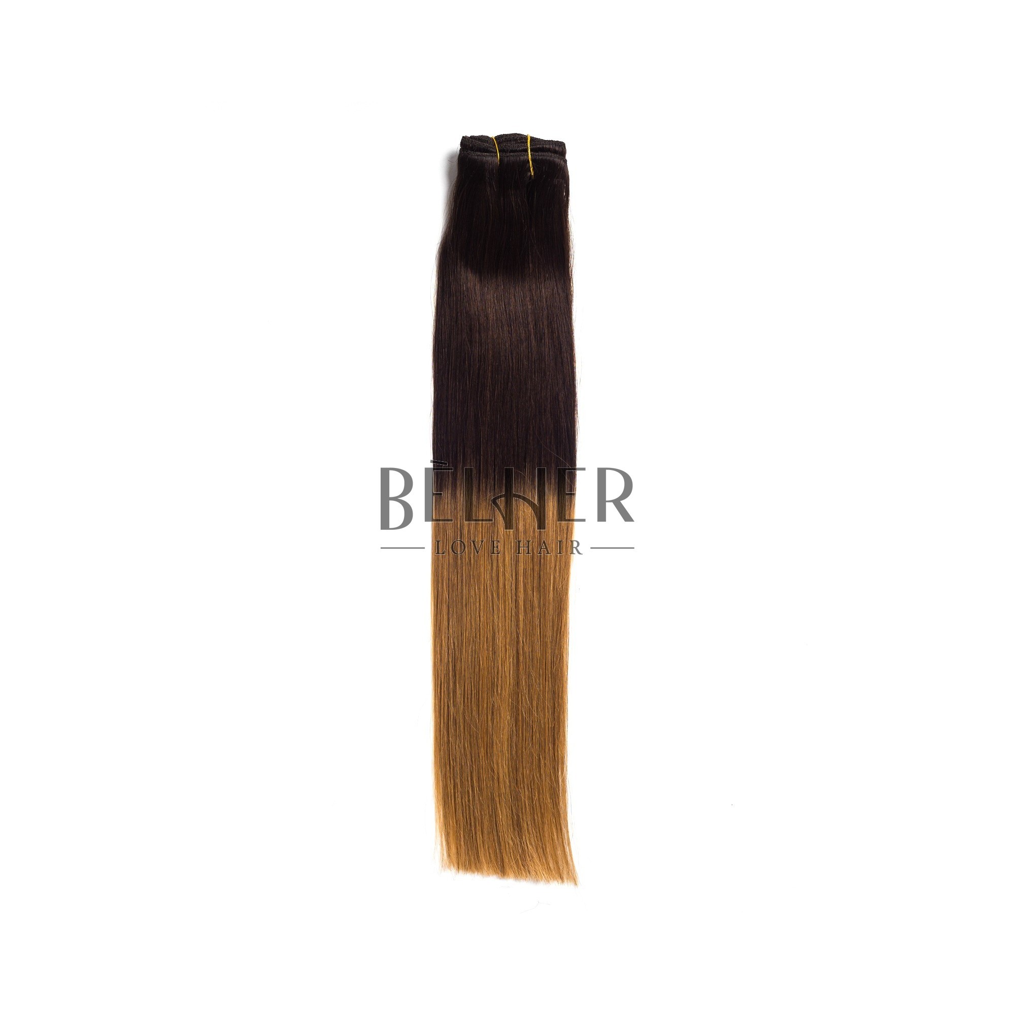 Extensii clip-on premium ombre ciocolatiu/blond miere