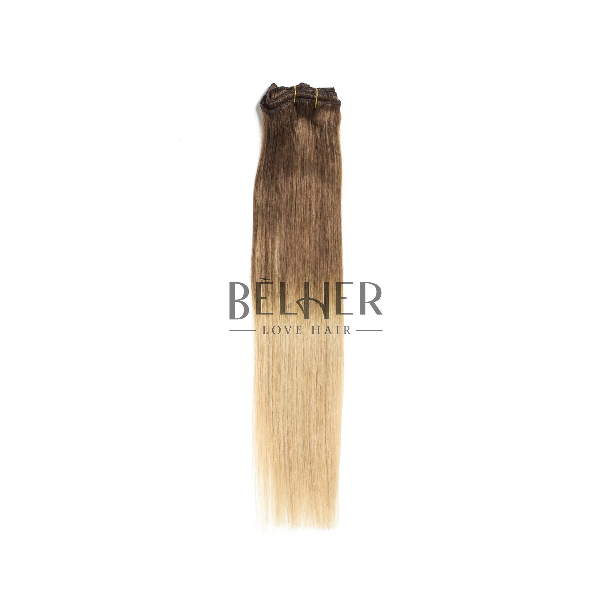 Extensii clip-on premium ombre saten natural/blond