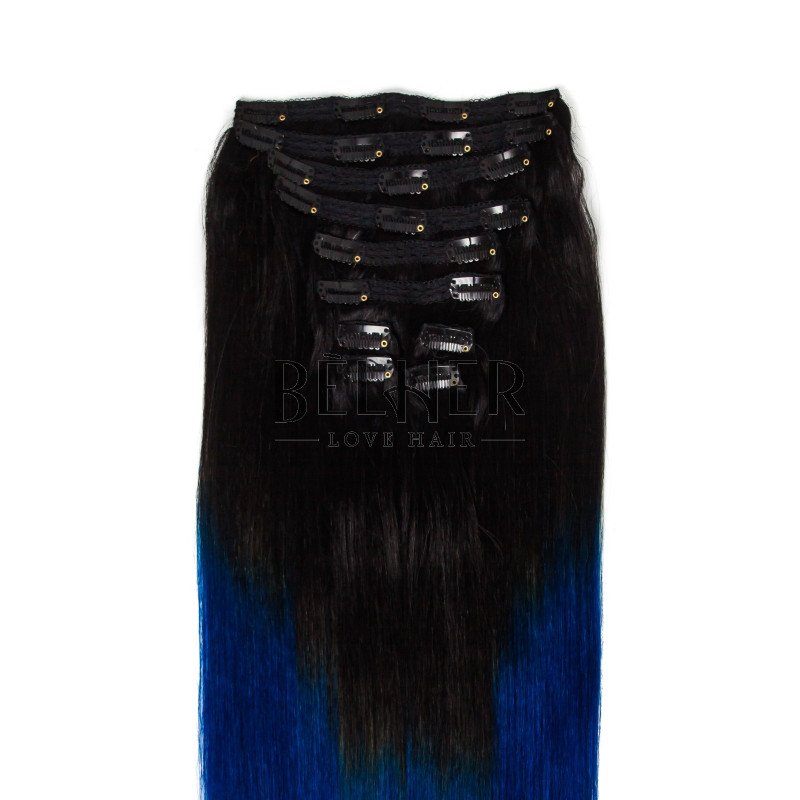 Extensii Ombre Brunet/Albastru Clip-On DELUXE Extensii Ombre Brunet/Albastru Clip-On DELUXE