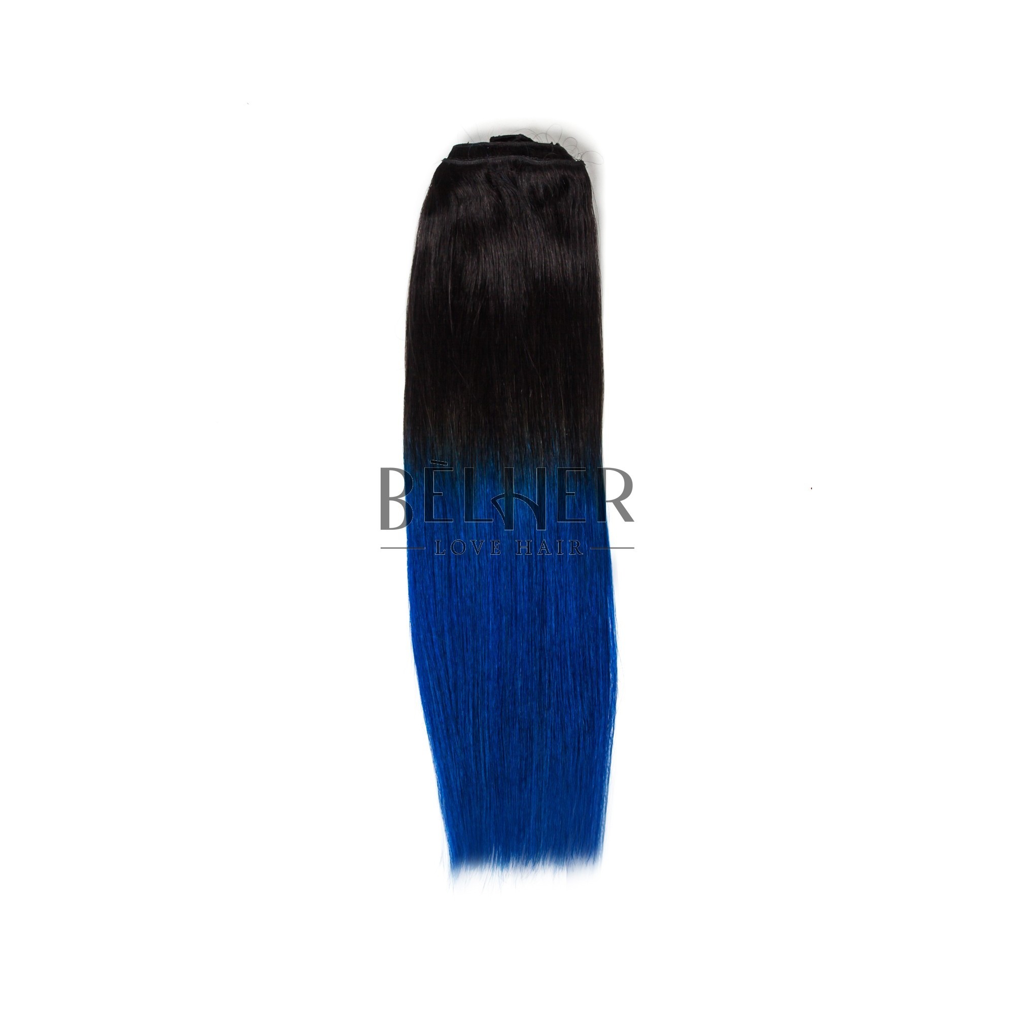 Extensii clip-on deluxe ombre brunet/albastru