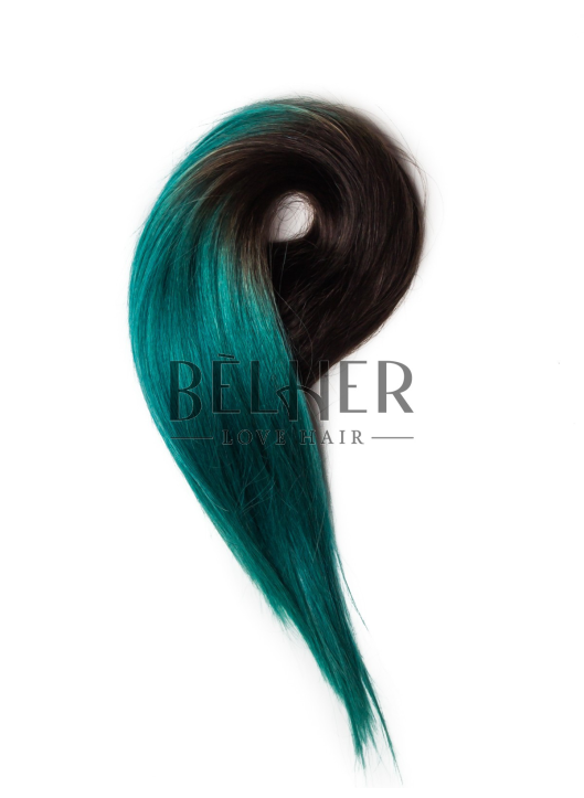 Extensii Ombre Saten/Teal Clip-On DELUXE