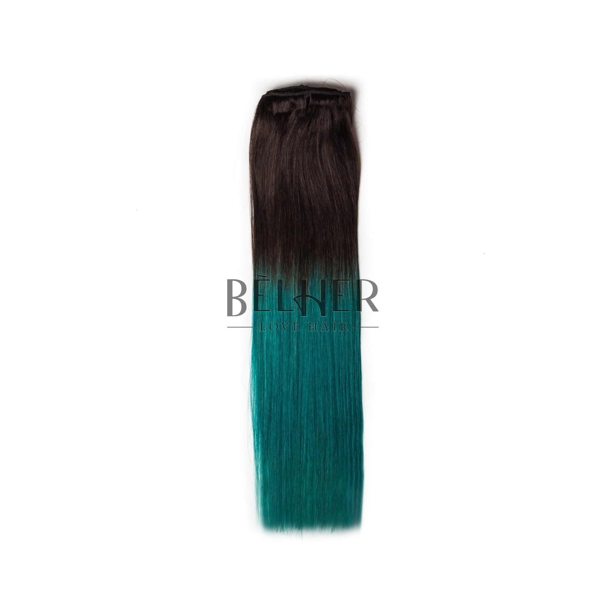 Extensii clip-on deluxe ombre saten/verde teal