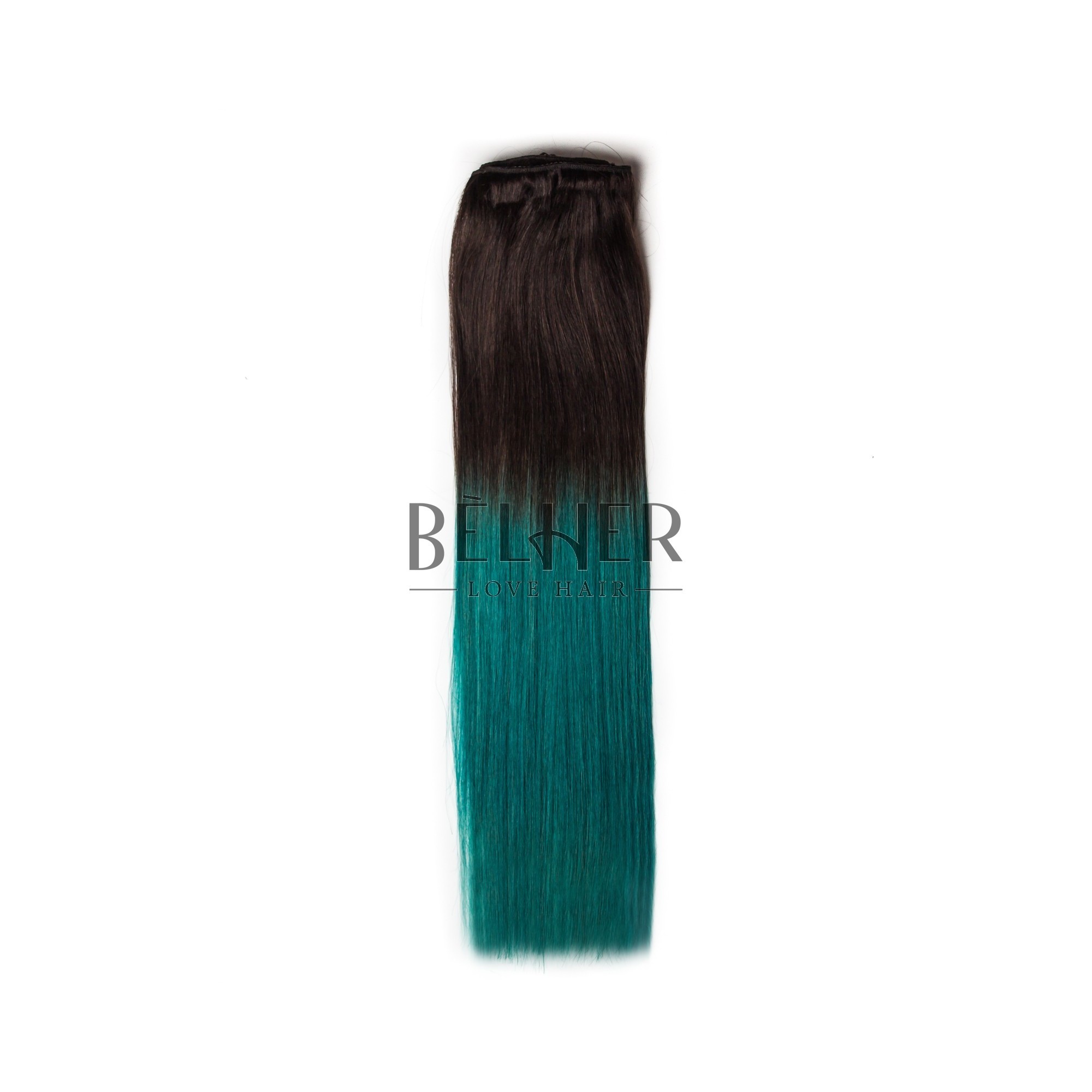 Extensii Clip-On DELUXE Ombre Saten/Verde Teal