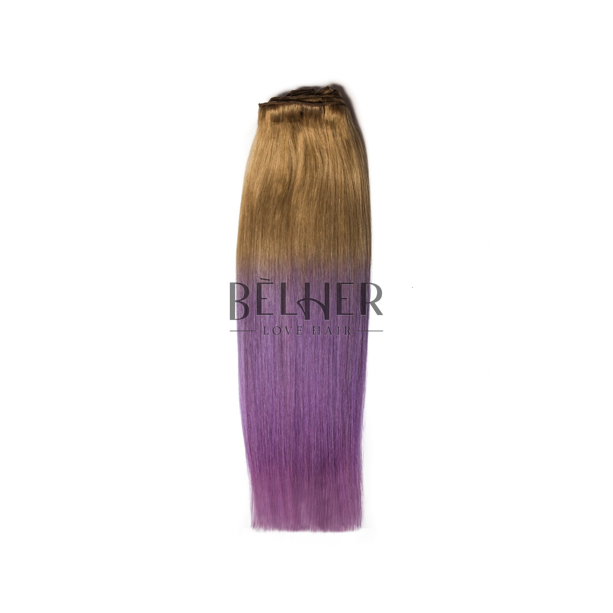 Extensii clip-on deluxe ombre blond aluna/mov pastel