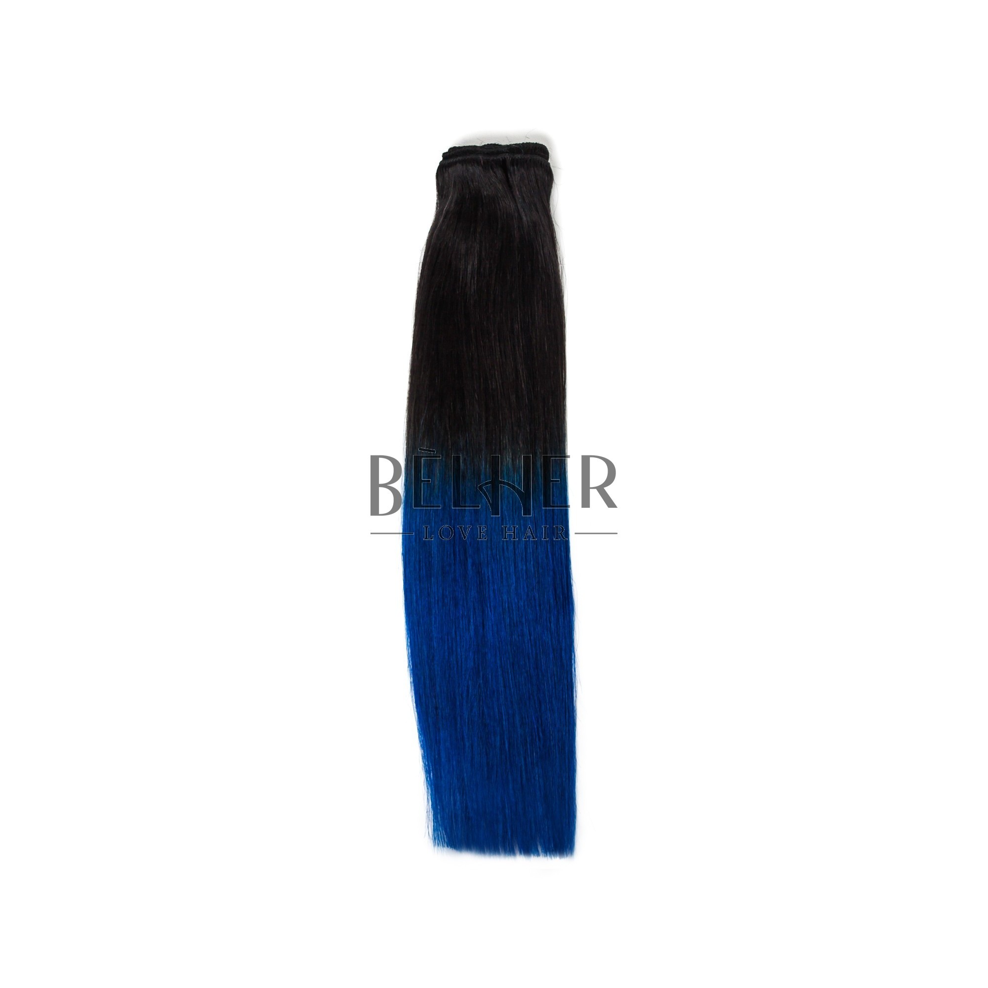 Extensii clip-on premium ombre brunet/albastru