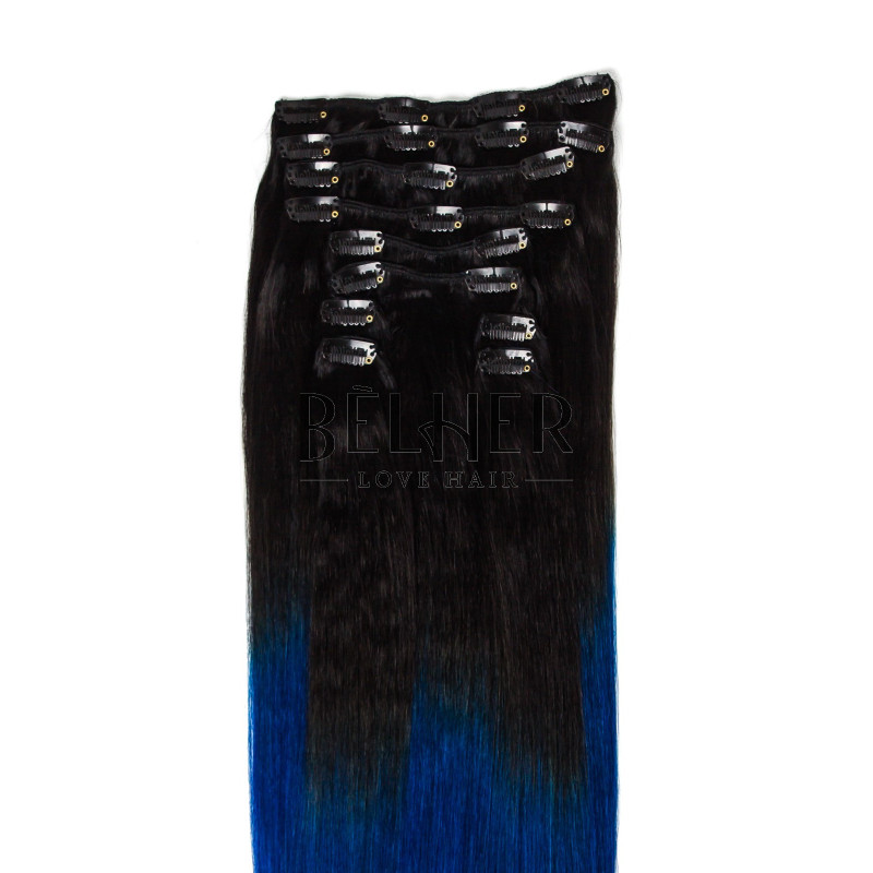 Extensii Ombre Brunet/Albastru Clip-On Premium Extensii Ombre Brunet/Albastru Clip-On Premium