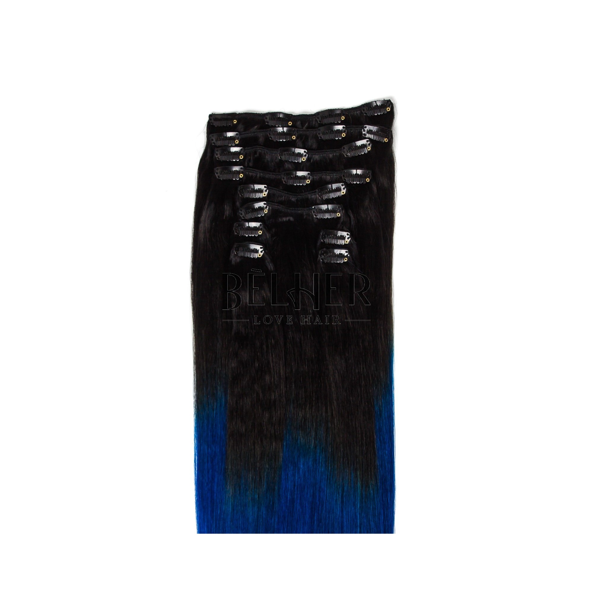 Extensii Clip On Premium Ombre Brunetalbastru Belherro