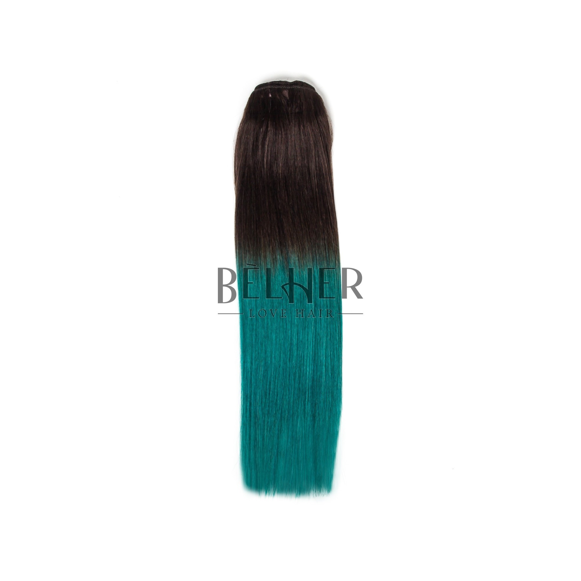 Extensii Clip-On PREMIUM Ombre Saten/Verde Teal