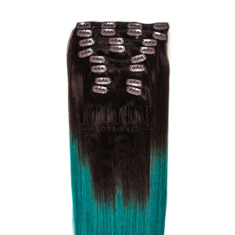 Extensii Ombre Saten/Teal Clip-On Premium Extensii Ombre Saten/Teal Clip-On Premium