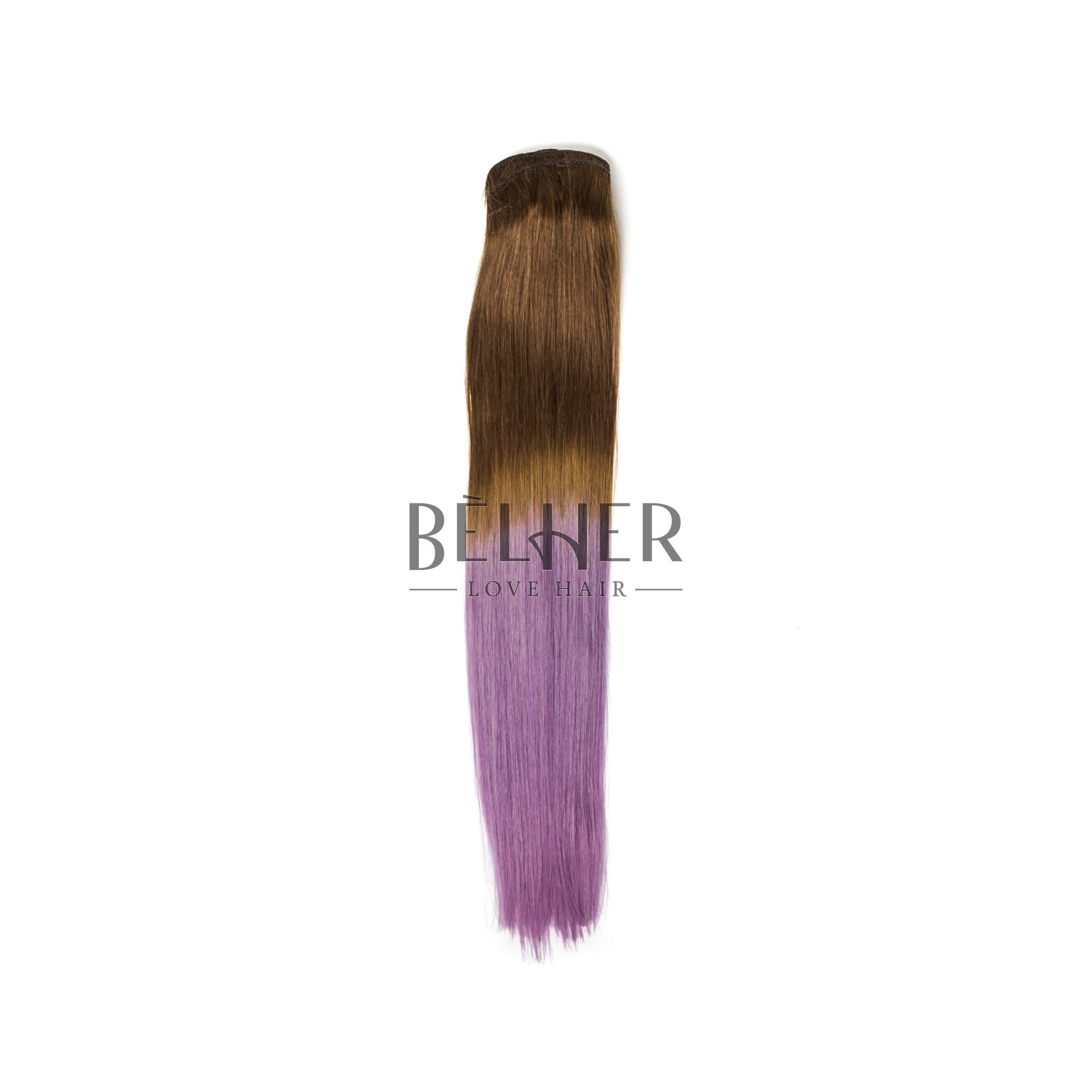 Extensii clip-on premium ombre saten natural/mov
