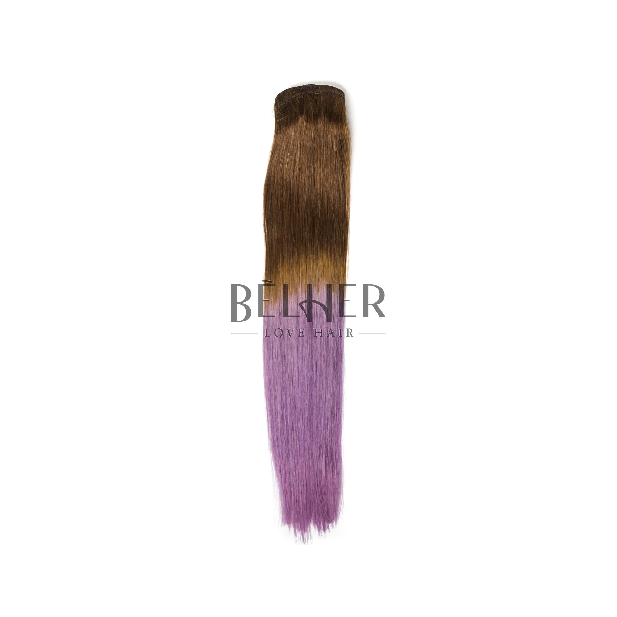 Extensii Clip-On PREMIUM Ombre Saten Natural/Mov