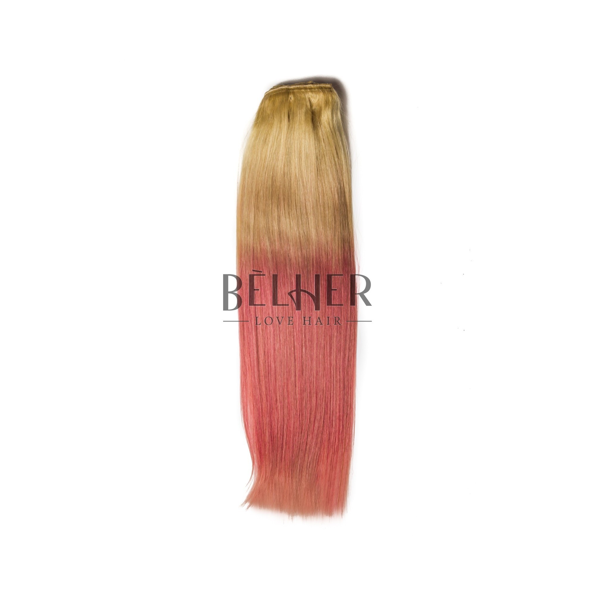 Extensii Clip-On PREMIUM Ombre Blond/Roz Pastel