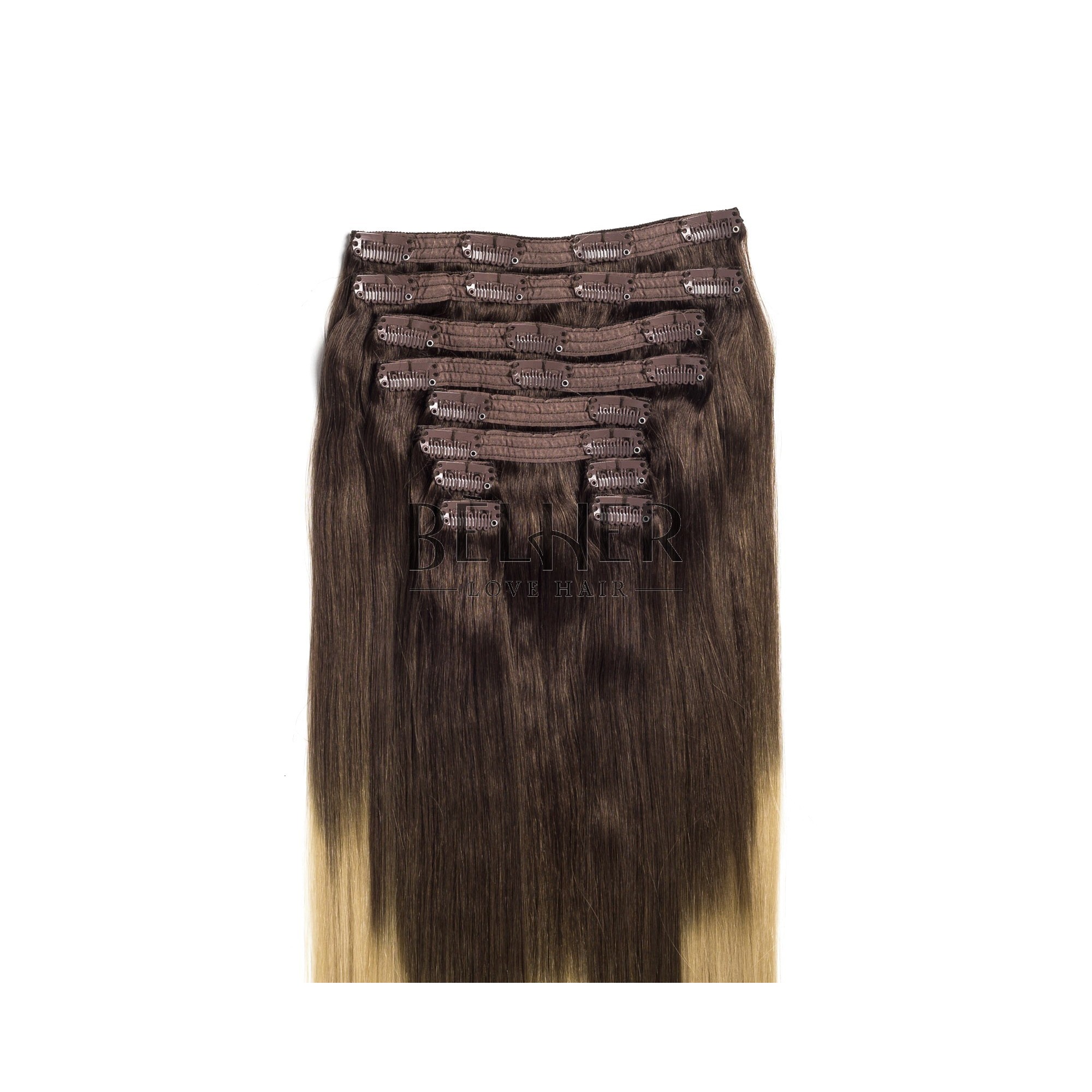 Extensii clip-on vip ombre saten natural/blond