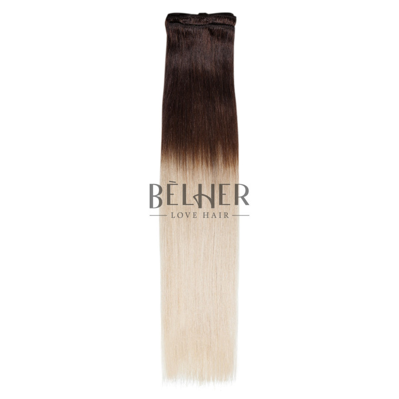 Extensii Clip-On Premium Ombre Saten/Blond Argintiu