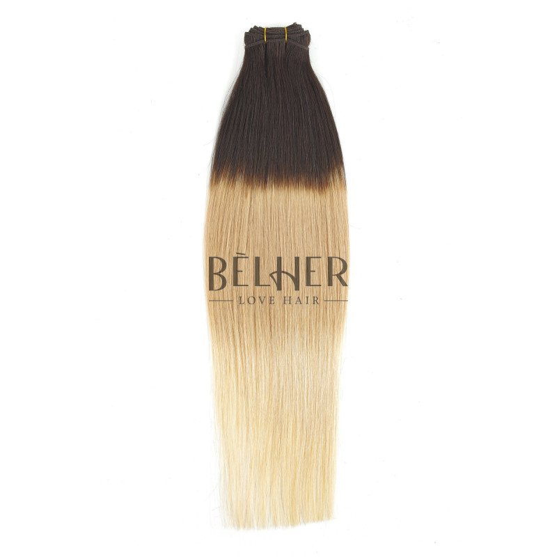 Ombre Saten Inchis/Blond Cenusiu Extnsii Cusute Premium