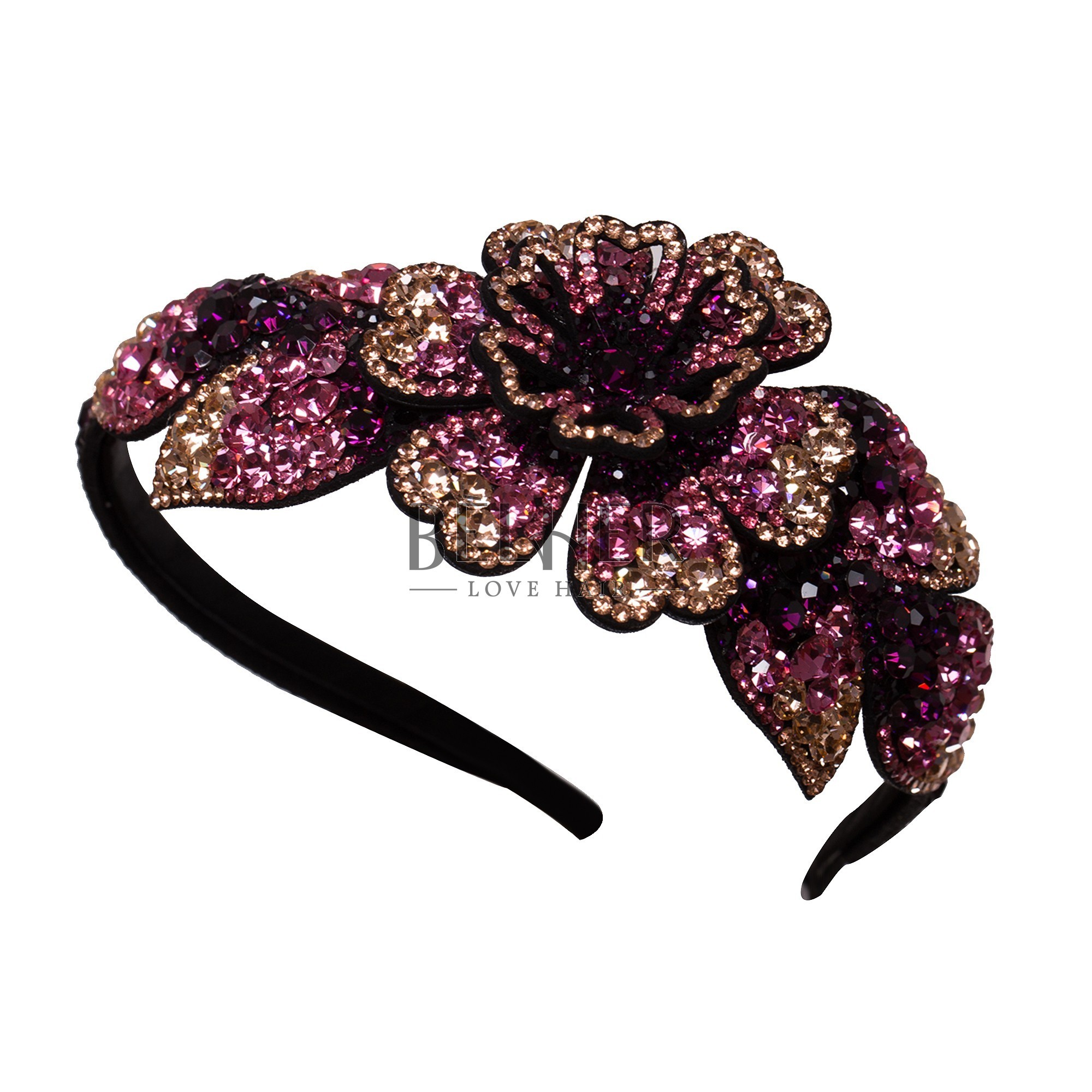 Coronita floare cristale 3d mov roz