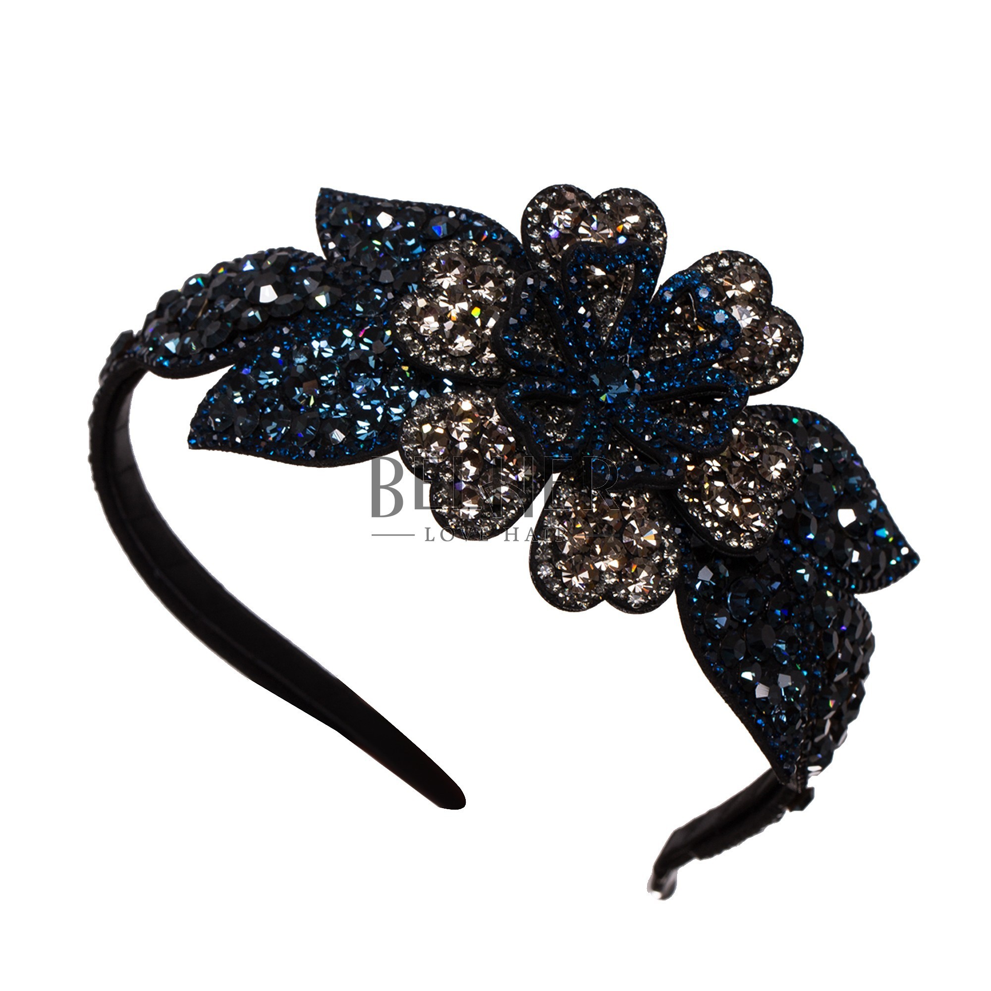 Coronita floare cristale 3d blue gri