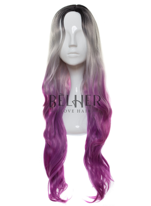 Peruca  Selena Ombre Gri-Purple
