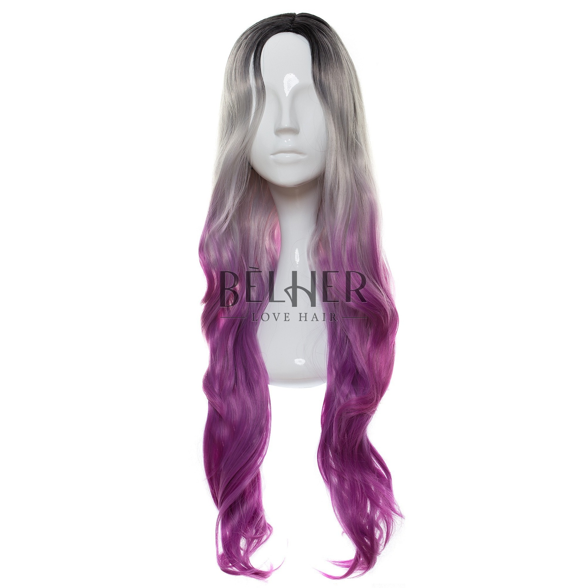 Peruca selena ombre gri-purple