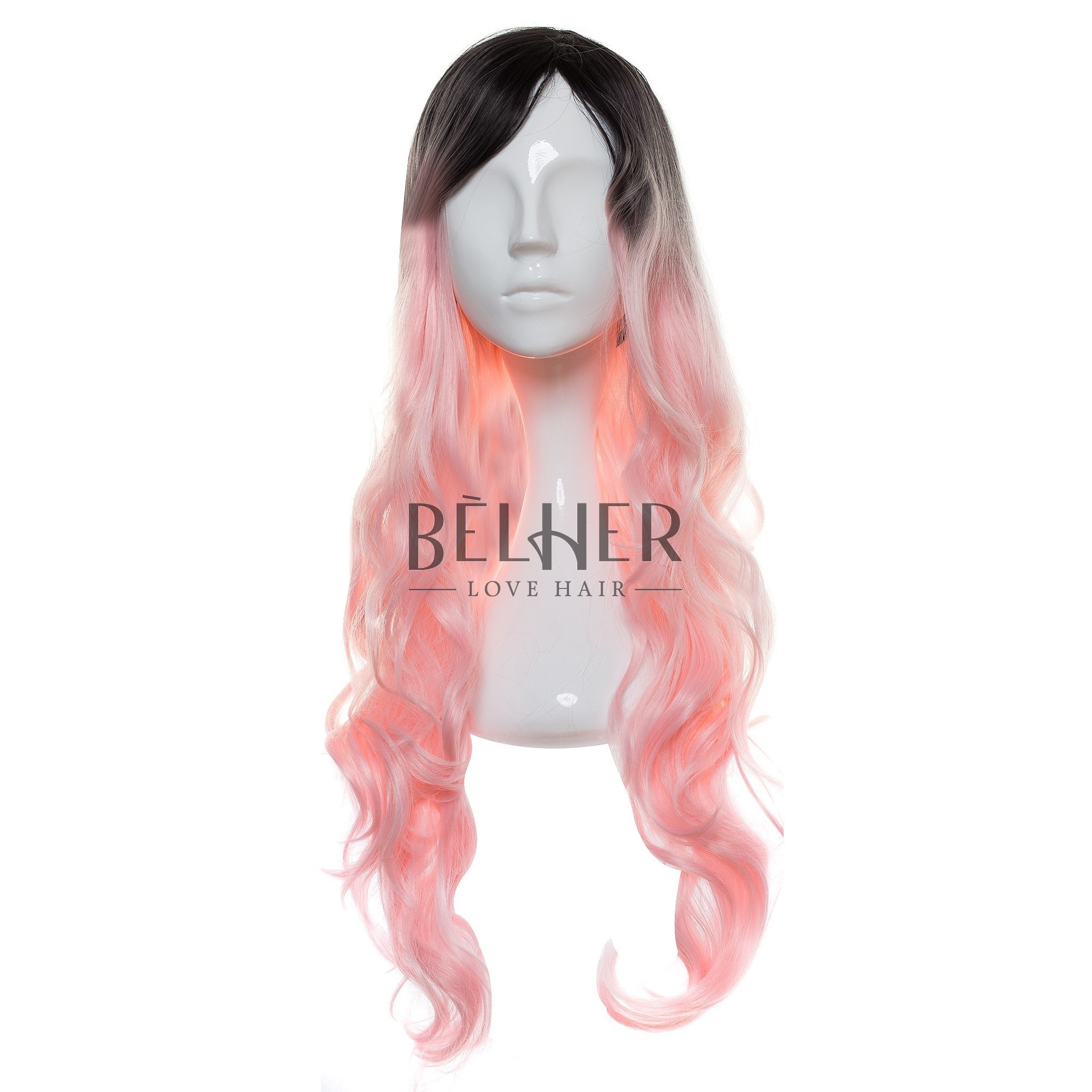 Peruca selena ombre roz pastel